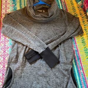 Athlete cowl neck sweatshirt.